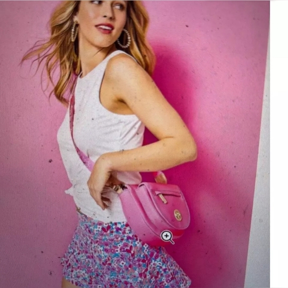 New LILLY PULITZER GIAVANNA AURA PINK NEOPRENE CROSSBODY BAG PURSE - Picture 3 of 11